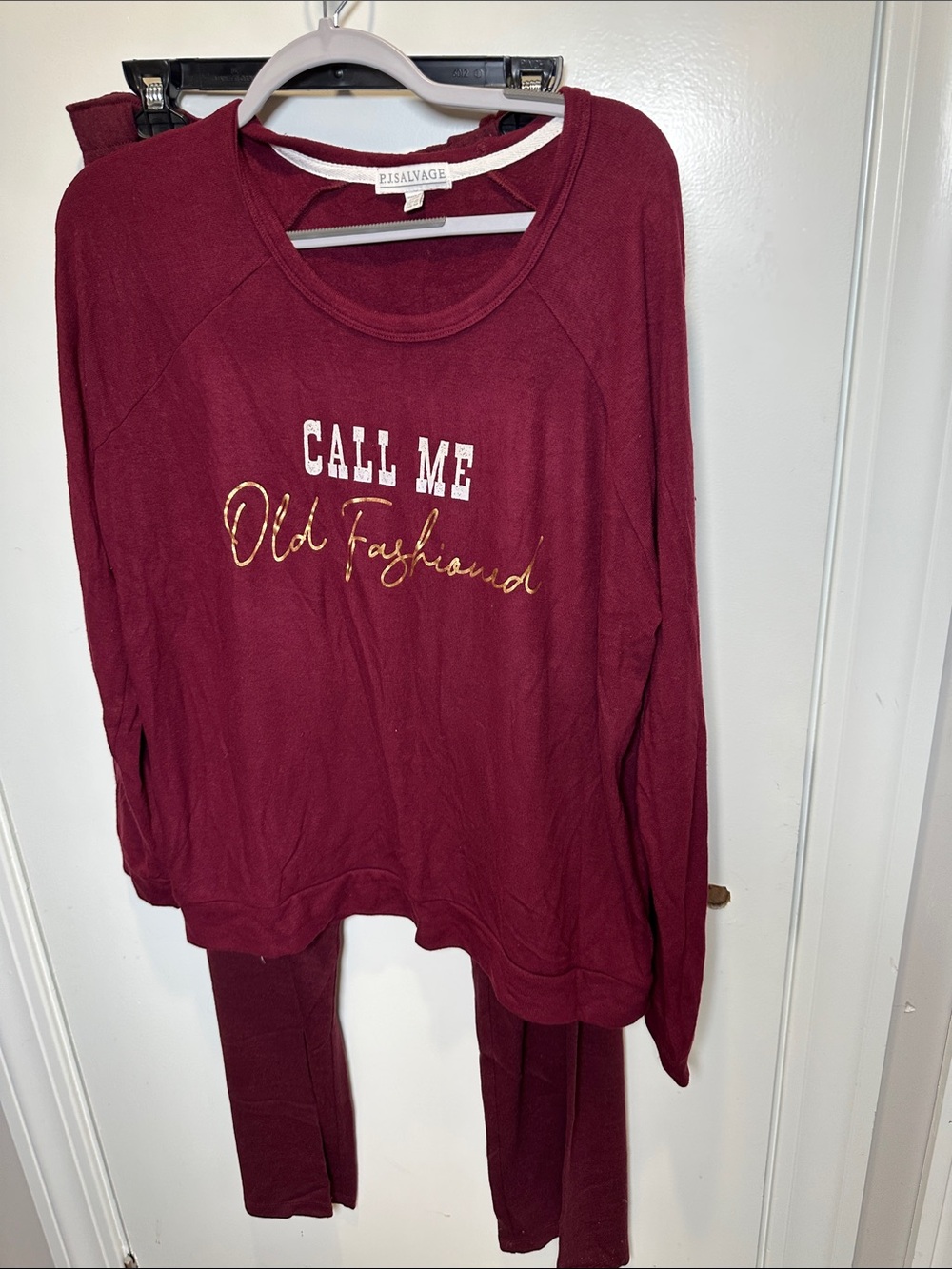 Salvage Burgundy 'Call Me Old Fash1oned' Pajama Set (17)